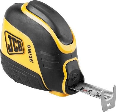 Рулетка 8м, автостоп, двухсторон. шкала, прорез. корпус, быт. (JMS004) JCB