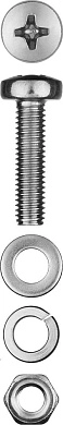 Комплект (винт, гайка, шайба, гровер) DIN7985,934,125,127 оцинк. M5x20, 16шт. (303476-05-020) ЗУБР