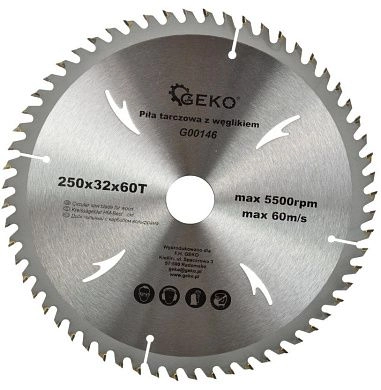 Диск пильный 250х32х60 по дереву (G00146) GEKO