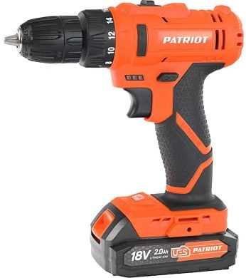 Дрель-шуруповерт BR 187UES (18В 2,0 А/ч Li-ion 2акк.+ЗУ 400-1400 об/мин 25Нм кейс) PATRIOT / OPTIMA