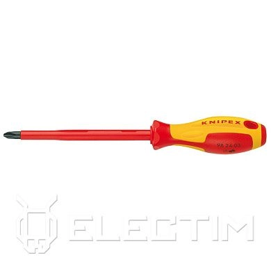 Отвертка " + ", PH1 диэл., длина стержня 80мм, 187мм (982401) KNIPEX