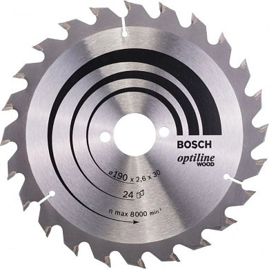 Диск пильный 190х30х2.6х24 Optiline Wood (2 608 640 615) BOSCH