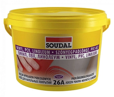 Клей для напольных покрытий  26A ВИНИЛ ПВХ ЛИНОЛЕУМ бежевый 5 кг, SOUDAL