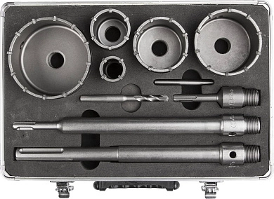 Набор буровых коронок, 5шт/33,50,68,82,100мм, с держ. SDS-plus и SDS-MAX, 10пр. (29185-H10) ЗУБР