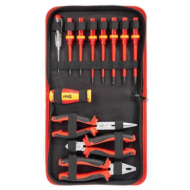 Набор инструментов диэл. (отверт., плоскогуб., кусач.) 12пр. (НИИ-22) КВТ