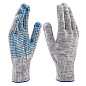 Перчатки х/б, серые, ПВХ покрытие "Точка", 10 класс, серый меланж, 6 нитей (67815) фото2