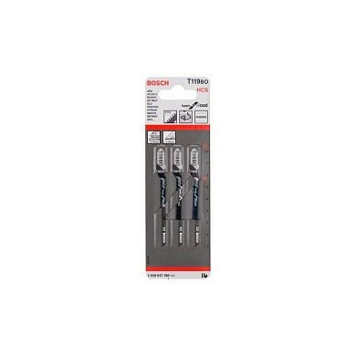 Пилка для лобзика 3шт. T 119 ВО, HCS, (2.608.637.788) BOSCH