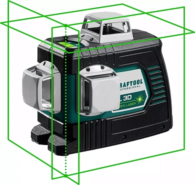 Нивелир лазерный "LL 3D", зеленый луч, 3х360°, 20м/70м, IP54, точн. +/-0,2 мм/м (34641) KRAFTOOL