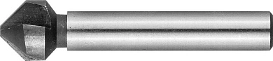 Зенкер "ЭКСПЕРТ" конусный с 3-я реж. кромками, сталь P6M5, d 10,4х50мм, цилиндрич.хв. d 6мм, для раззенковки М5 (29730-5) ЗУБР